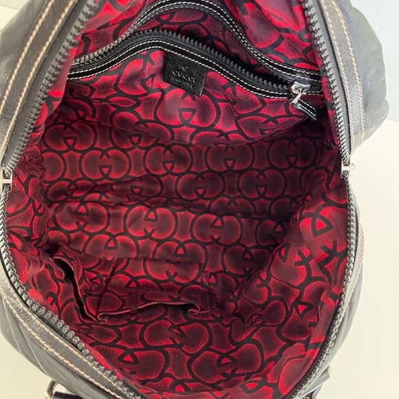 AUTHENTIC GUCCI DIALUX SNOW GLAM BOWLER BLK LEATHER SILV GG SHOULDER BAG W/CHAIN - Picture 4 of 10